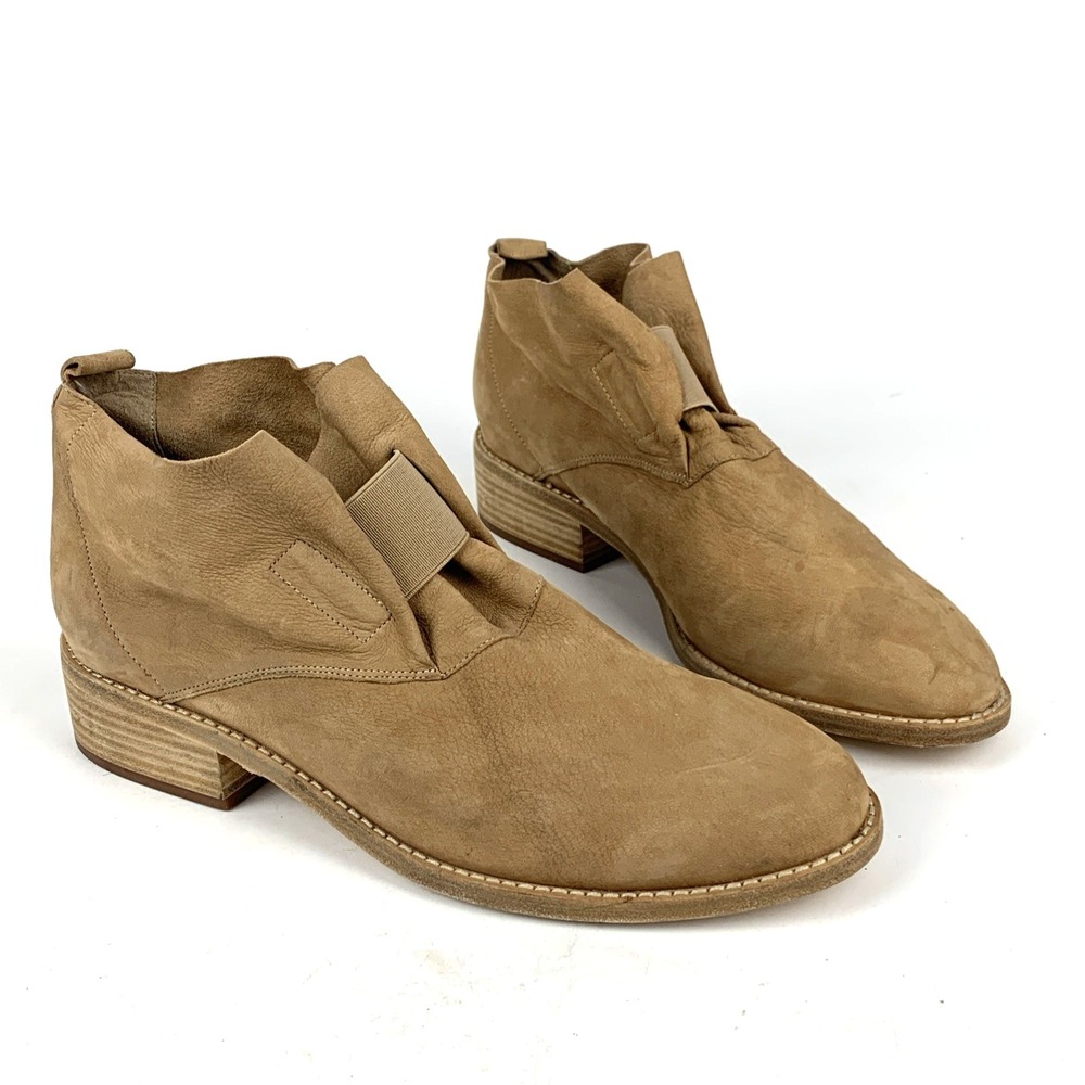 EILEEN FISHER Soul Nubuck Suede Leather Ankle Boots Antelope Brown - Size 10